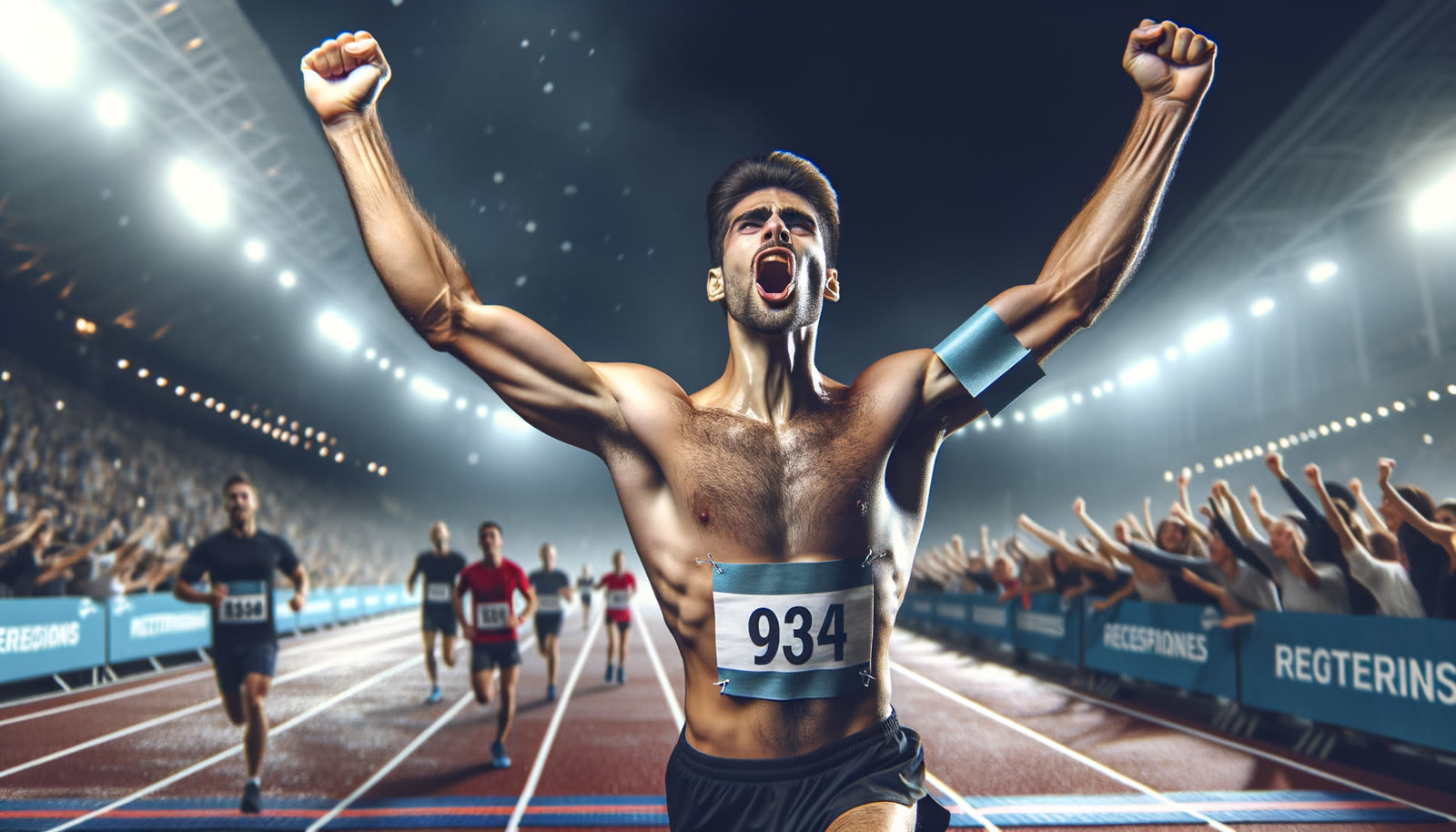 Corredor cruzando a linha de chegada